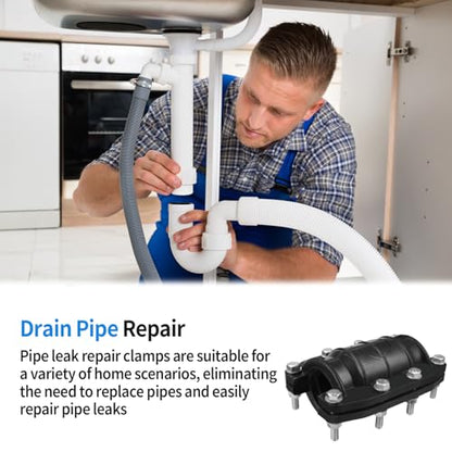 Water Pipe Repair Clamp Kit Leak Sealer, 1 Inch Emergency Pipe Repair Kit for Plastic and Metal Pipes OD 25MM, Replace Pipe Patch Kit Fix Leak Pip