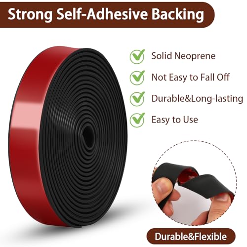 Neoprene Rubber Strips, 1" Wide X 1/8" Thick X 115" Long Adhesive Solid Rubber Strip Sheet, Rolls & Strips Gasket Strip with Adhesive Backing for Crafts, DIY, Warehouse Floor, Liner, Seal - size: 1" Wide X 1/8" Thick X 115" Long