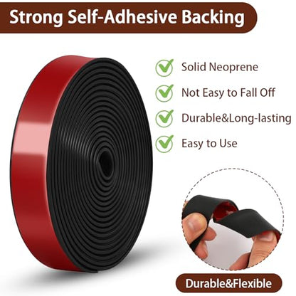 Neoprene Rubber Strips, 1" Wide X 1/8" Thick X 115" Long Adhesive Solid Rubber Strip Sheet, Rolls & Strips Gasket Strip with Adhesive Backing for Crafts, DIY, Warehouse Floor, Liner, Seal - size: 1" Wide X 1/8" Thick X 115" Long