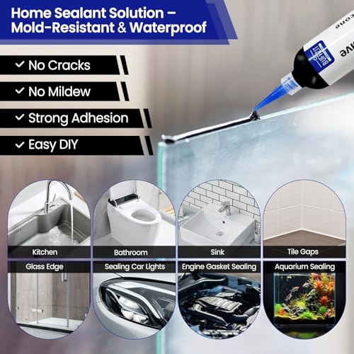 RTV Silicone Adhesive Sealant – 100% Silicone Waterproof Caulk, Strong Bond, Shrink & Crack Proof – Automotive Gaskets, Engine, Sunroof, Headlights, Windows & Home Repairs (Black, 30g/1oz) - color: Black
