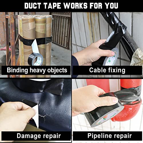 2 Pack Duct Tape Heavy Duty,9 Mil Thickness,1.5 Inches x 30 Yards,Strong Industrial Strength,Flexible,No Residue,Waterproof and Tear by Hand,Multi-Use for Indoor & Outdoor Repairs(Black) (Black) - color: Black