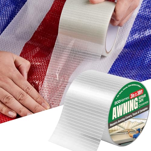 Awning Covers & Tarp Repair Tape - Waterproof Self Adhesive Patch Repair Kit | Patch Tapes for Awnings, Outdoor Canopies, Patio Window Awnings, Gazebos, Tents, RV, Canvas, Boat Covers (Clear Mesh, 3") - color: Clear Mesh, size: 3 Inch By 30 FT