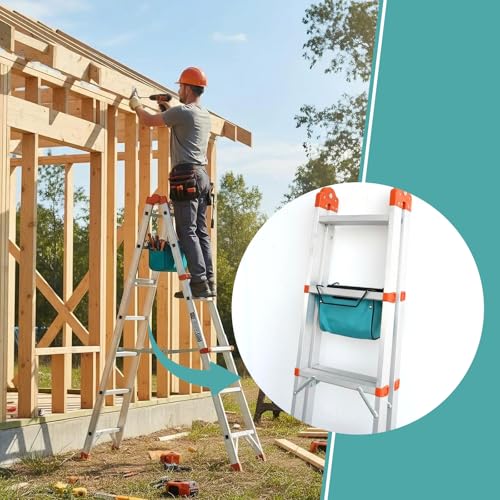 Tool Pouch for Ladder - Oxford Fabric Ladder Tool Bag, Universal for A-Frame Extension Ladder, Ladder Tool Holder Compatible with Little Giant Ladders, Electrician & Contractor Work Belt Accessories