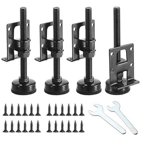 4 PCS Adjustable Feet Levelers, Heavy Duty Leveling Feet 4.7",Adjustable Table Legs Leveler for Furniture Metal Load Levelers for Table, Cabinets, Workbench, Wardrobe Furniture Foot Black - size: 4 Pack