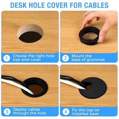 8 Pcs Desk Grommet 2" (50 mm), Desk Cord Hole Cover, Cable Grommet ABS Plastic, Desk Hole Grommet for Office and Home Table Cable, Detachable Cable Cord Organizer, Black - size: 2" (50 mm), style: 8 pcs Black