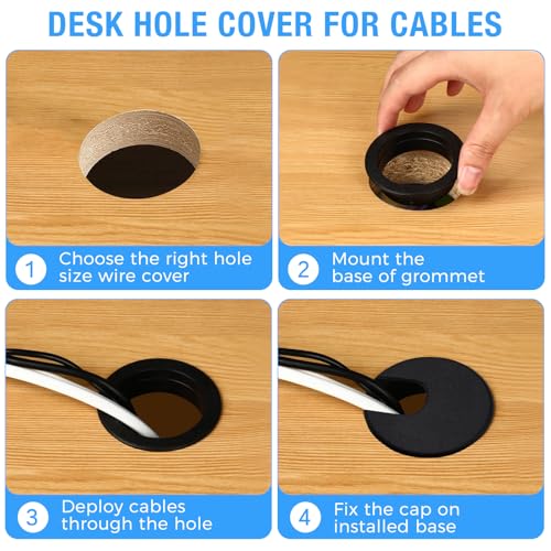 Desk Grommet 2" (50 mm), Desk Cord Hole Cover, Cable Grommet ABS Plastic, Desk Hole Grommet for Office and Home Table Cable, Detachable Cable Cord Organizer (White 8 Pcs) - size: 2" (50 mm), style: 8 pcs White