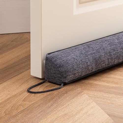 Sunolga 36" Linen Door Draft Stopper Blocks Hot and Cold Air with Removable Washable Cover for Bottom of Door, All-Season Seal for Noise, Wind, Door Sweep for Gaps Up to 3", Home Essentials, Black - color: Black, size: 36 Inches