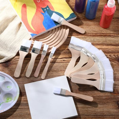 Qinyoung 48 Pack Mixed 12 Sizes Chip Paint Brushes Synthetic Bristles Painting Brushes, Wood Stain Brush Set, Chip Paint Brush for Paints, Stains, Varnishes