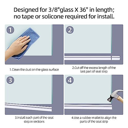 POZIA Shower Door Bottom Seal Frameless Glass Shower Door Seal Strip Clear Vinyl Durable Stop Shower Leaks and Create a Water Barrier Ultra Clear (2PACK-3/8in) - style: 2PACK-3/8in