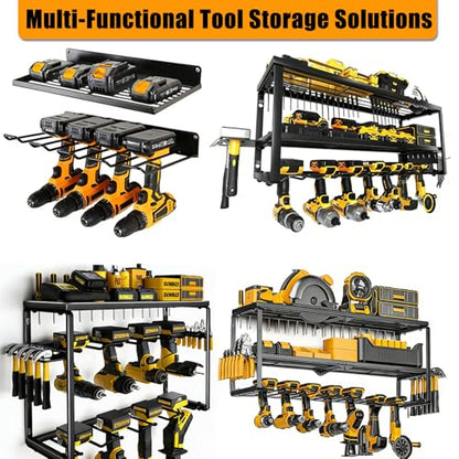 Garage Tool Organizer Wall Mount, 26x12x7.9in Power Storage Rack Garage Holder, 200LB Load-bearing Capacity Heavy Duty Drill Holder for Workshop Shed Van, Big Garage Organization and Storage System