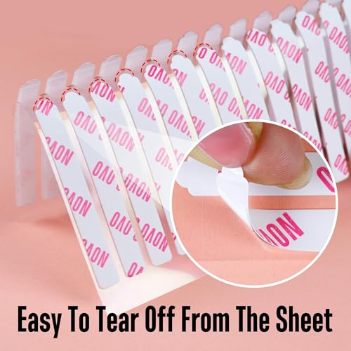 NOVO OVO 360 pcs EASY TEAR Adhesive Tabs for Press on Nails Display, Clear Removable Double Sided Gel Glue Mounting Sticky Tape for Nail Art/Packaging/Storage/Practice/Supplies 30 pc x 12 sheets - color: Easy Tear Transparent Double-Sided Nail Tape