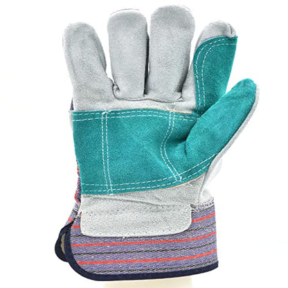 G & F Products G & F 5215L-5 Premium Suede Double Palm & Index Finger Work Gloves with 2 & 1/2 Rubberized Safety Cuff, 5 Pair Pack, Large, Grey - size: Large (Pack of 5), style: Double Palm