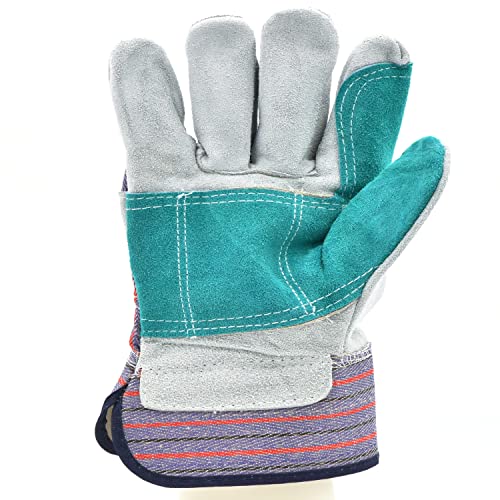 G & F Products G & F 5215L-5 Premium Suede Double Palm & Index Finger Work Gloves with 2 & 1/2 Rubberized Safety Cuff, 5 Pair Pack, Large, Grey - size: Large (Pack of 5), style: Double Palm