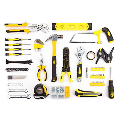 CARTMAN 218-Piece Tool Set General Household Hand Tool Kit with Plastic Toolbox Storage Case Yellow - style: 218 PC