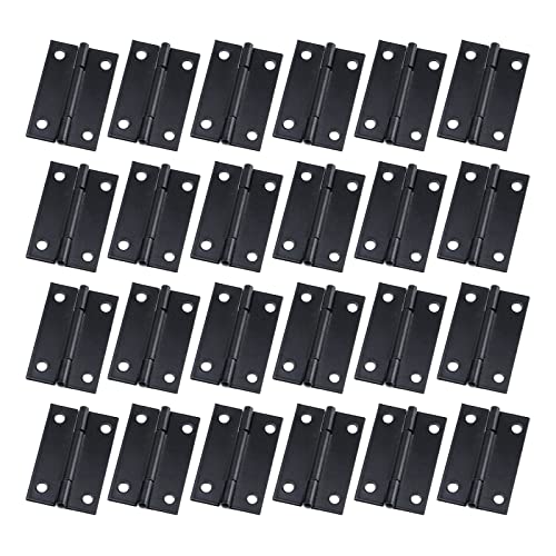 Antrader Folding Hinge, Cabinet Gate Closet Door Hinge 1-1/2'' Long Home Furniture Hardware with 96pcs Screws, Black, 24-Pack - color: Black, size: 1.5" x 0.94", 24pcs