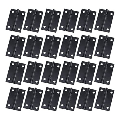 Antrader Folding Hinge, Cabinet Gate Closet Door Hinge 1-1/2'' Long Home Furniture Hardware with 96pcs Screws, Black, 24-Pack - color: Black, size: 1.5" x 0.94", 24pcs