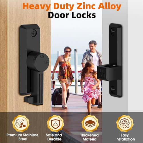 Barn Door Latch, 90/180 Degree Latch, Protect Privacy - Zinc Sliding Latches, Door Security Hardware for Bathrooms, Garages, Bedrooms, Fences, Cabinets (Black-2) - color: Black-2