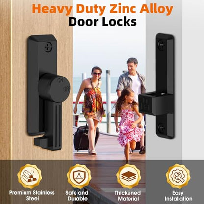 Barn Door Latch, 90/180 Degree Latch, Protect Privacy - Zinc Sliding Latches, Door Security Hardware for Bathrooms, Garages, Bedrooms, Fences, Cabinets (Black-2) - color: Black-2