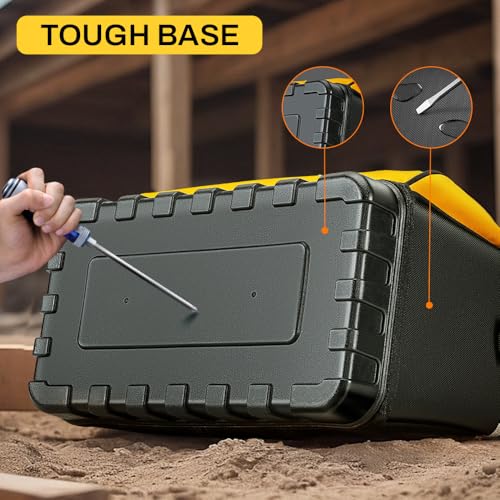 WINHUNT Tool Bag, Hard Bottom Professional Tool Tote, Multi-Pocket Storage with Shoulder Strap, Black and Yellow (Yellow & Black, 16 inch)