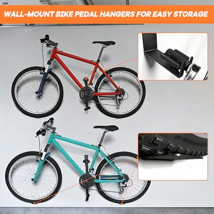 Ultrawall Wall Mount Bike Pedal Hanger, Heavy-Duty Horizontal Bike Rack for Garage, Indoor Bike Hanger, Holds Up to 70 lbs, 2 Pack - style: Hold 2 Bikes