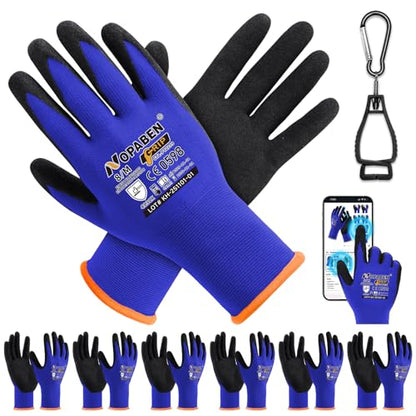 Safety Work Gloves - 7 Pairs, Seamless Knit Glove with MicroFoam Nitrile Coated Smooth Grip on Palm & Fingers for Men and Women, Ideal for General Duty Work (M,Blue) - size: Medium, style: 7 Pairs,blue