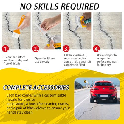 Concrete Crack Filler, Cement Crack Filler, Self-Leveling Concrete Crack Repair Filler, High-Elasticity Waterproof Caulking Glue for Driveways, Walkways, Patios, and Driveway Crack Repair– 10 PCS - style: 11.1LB