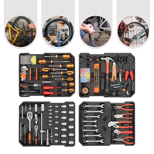 187-Piece Household Tool Set with Case, General Auto Repair Tool Set, Professional Mixed Tool Set Hand Tool Kit, Portable Storage Case Socket Wrench Sets for Home Maintenance, General Repair