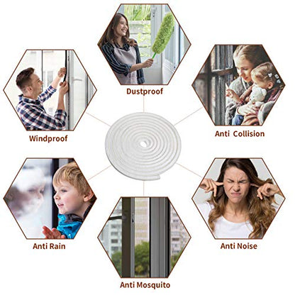 Jetec 4 Pcs Self Adhesive Brush Weather Stripping 19.75 ft Per Strip 3/8 x 3/8 Inch White Fuzzy Pile Felt Door Weather Seal for Sliding Windows Frames Seal Winter Strip for Soundproofing Dustproof DIY - color: White