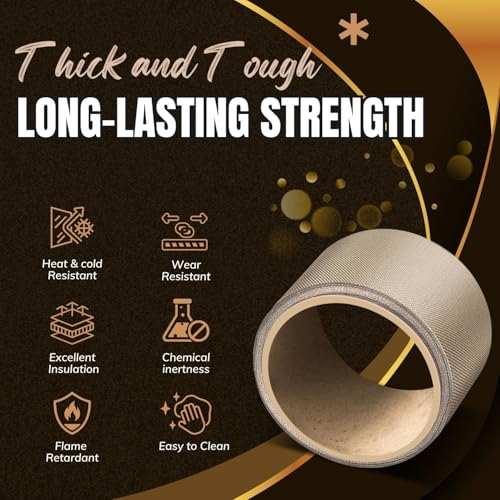 Flexzion High Temp Teflon Tape for Impulse Sealer, Vacuum Sealer, Heat Sealing, Food Packaging & Industrial Use - Teflon Fiberglass PTFE Tape, 38mm x 5m (1.5in x16.5 Ft) - size: 1.5in x16.5 FT