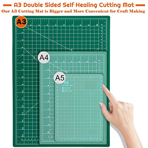 anezus Self Healing Sewing Mat, 12inch x 18inch Rotary Cutting Mat Double Sided 5-Ply Craft Cutting Board for Sewing Crafts Hobby Fabric Precision Scrapbooking Project - size: 17.8"L x 11.9"W