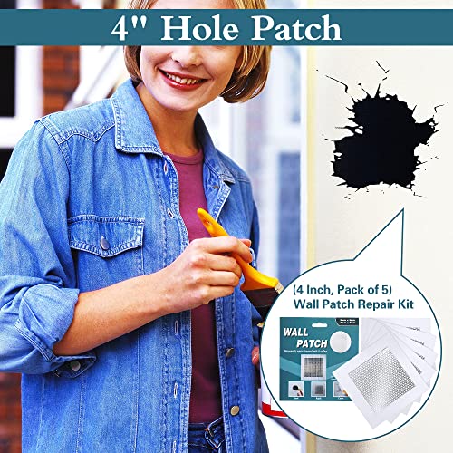 4'' by 4'' Drywall Repair Patch, 5 Pcs Wall Patch Repair Kit, Self Adhesive Wall Mesh Repair, Large Hole Patch for Drywall, Sheet Rock Patch, Aluminum Metal Sheetrock Ceiling Dry Wall Patch - size: 4" X 4" - 5 Pcs