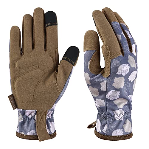 Gardening Gloves for Women and Men, Garden Gloves with Touch Screen, Thorn Proof Puncture Resistant Working Gloves, Gardening Gifts for Women, Size Small - color: Rose Flower, size: Small