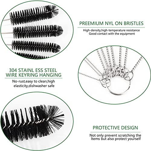 CiaraQ Bottle Cleaning Brushes, 9.8 Inch Nylon Tube Brush Set, Cleaner for Narrow Neck Bottles Cups with Hook, Set of 10pcs - color: Black, size: 9.8 Inch (10pcs)