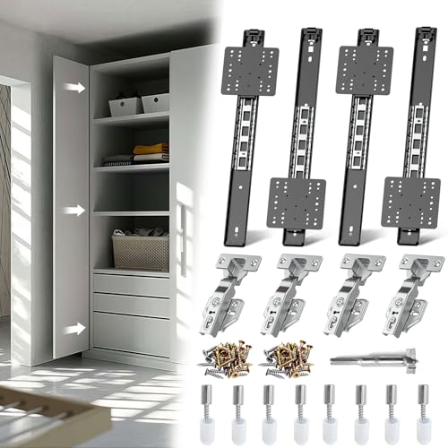 Pocket Door Slides, Cabinet Pocket Door Slide,Pocket Door Hinge,Pivot Door Slide Hardware Inset,Cabinet Pocket Door Hardware Kit Fit for Inset Door,Cabinet Door (14 inches, Pieces, 4) - size: 14 Inch