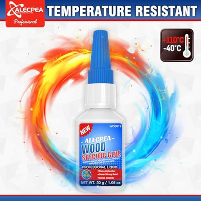 ALECPEA Wood Glue with 3 Precision Applicators - Fast Curing Super Glue for Woodworking, Furniture Repair & Crafts - Strong & Clear, 30g - size: 30g/1Pack, style: Wood Glue