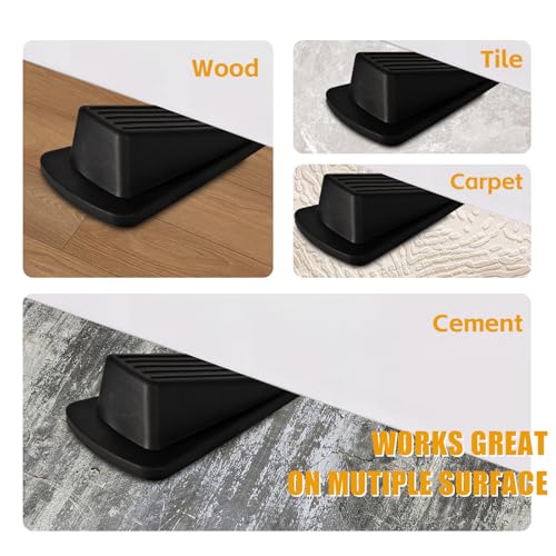 2Pcs Door Stoppers for Bottom of Door, Premium Rubber Door Stopper Wedge, Tile Wood Floors Sturdy Door Stoppers