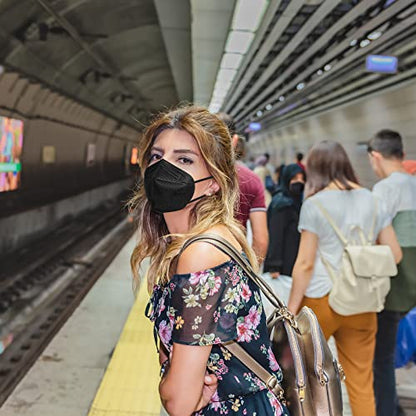 KN95 Black Face Masks 20pcs 5-Layer Cup Dust Masks Filtration Efficiency ≥95% Individually Packaged Breathable Face Mask