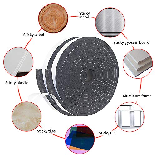 Weather Stripping Door Seal Strip for Doors and Windows,1/2In x 1/4In x 33Ft x 2 Roll Foam Insulation Tape Self Adhesive,Sound Proof,Weatherstrip,Pipe Cooling, Air Conditioning Seal Strip - size: W:1/2In xT: 1/4In xL: 33Ft x 2 Roll