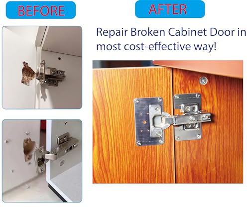 8 Piece Hinge Repair Kit - Cabinet Hinge Repair Plate Stainless Steel Door Hinge Repair Kit for Kitchen Cabinet Hinge Repair Brackets with Mounting Screws and Screwdriver (8) (8, 3.5"x2") - size: 3.5"x2"