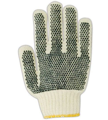 MAGID N93PR MultiMaster /N93CPR Nitrile Dot Reversible String Knit Glove, Ladies (Fits Medium), Natural , Men's (Fits Large) (Pack of 12) - size: 9/L