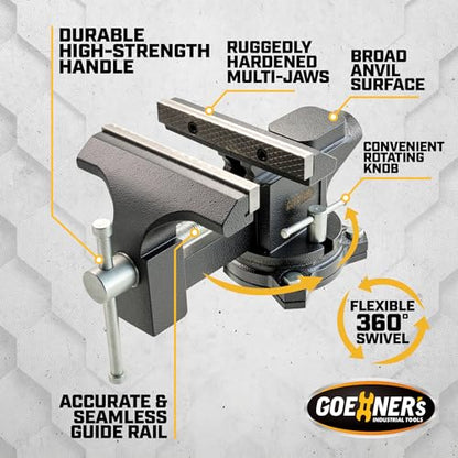 6-Inch Bench Vise Heavy duty Vice for Workbench, Utility Combination Pipe Table Vise Forged Steel Construction and Swivel Base - size: 6 Inch