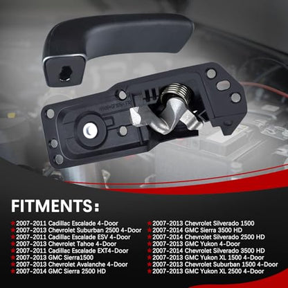 FAERSI Interior Door Handle Kit Front/Rear Right Passenger Side for 2007-2014 Chevy Silverado, Tahoe, Suburban, Avalanche, GMC Sierra, Yukon, Yukon XL, Cadillac Escalade Replaces# 20833602, 80375 - color: Right Passenger Side