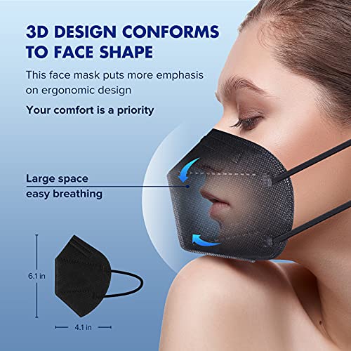 KN95 Black Face Masks 20pcs 5-Layer Cup Dust Masks Filtration Efficiency ≥95% Individually Packaged Breathable Face Mask