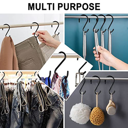 DINGEE 24 Pack Heavy Duty S Hooks, Non Slip Rubber Coated, 7mm Thick Metal Black S Hooks for Hanging Plants, Closet, Bird Feeders, Kitchen, Large Objects, Tools, Bikes - color: Black, size: 6 Inch-24 Pack