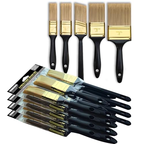 Paint Brush Set, 20 Pack Paint Brushes, 5 Sizes (1" 1.5" 2" 3" Flat & 1.5" Angled), Bulk Paint Brushes for Walls, Home Furniture, Fences, and Interior & Exterior Home Improvement