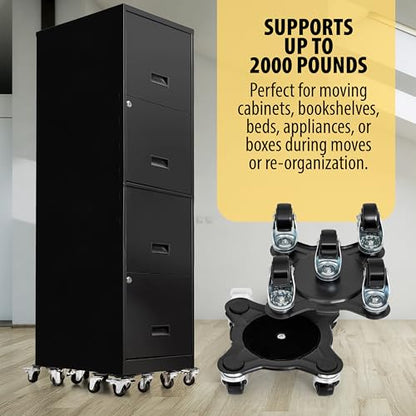 Furniture Movers with Wheels - Set of 4 Heavy Duty Furniture Lifter Tool with 2000 lbs Load Capacity, Easy Sliders Dolly for Moving Appliances, Sofa, Cabinet, and Piano etc (6.3×6.3IN)