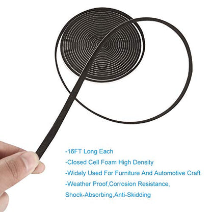 2 Rolls Weather Stripping,1/4 Inch Wide X 1/8 Inch Thick Foam Seal Tape High Density Foam Strip Self Adhesive,Closed Cell Foam Tape Seal Strip,16 Feet Long Each - size: 1/4"W x 1/8"T x 32FT
