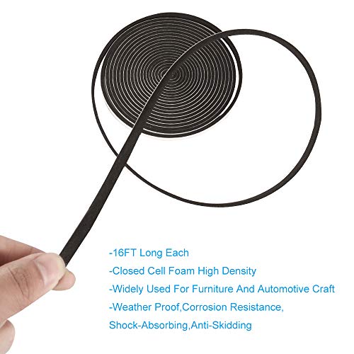 3 Rolls Weather Stripping,1/4 Inch Wide X 1/8 Inch Thick Foam Seal Tape High Density Foam Strip Self Adhesive,Closed Cell Tape Seal Strip,16 Feet Long Each - size: 1/4'' W x 1/8'' T x 49Ft