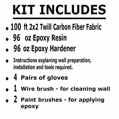 100 ft - Carbon Fiber-Basement Wall Crack Repair Kit - Carbon Fiber Foundation Wall Repair - Easy to use Includes Instructions
