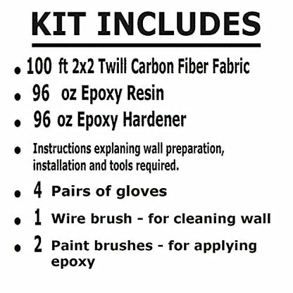 100 ft - Carbon Fiber-Basement Wall Crack Repair Kit - Carbon Fiber Foundation Wall Repair - Easy to use Includes Instructions